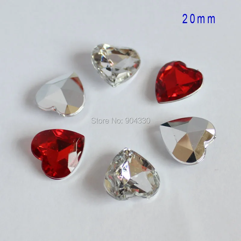 

Free Shipping LANZZAY 100pcs 20mm Heart Culet Rhinestone Acrylic Diamond Scrapbook DIY Beads Crafts Arts Decoration