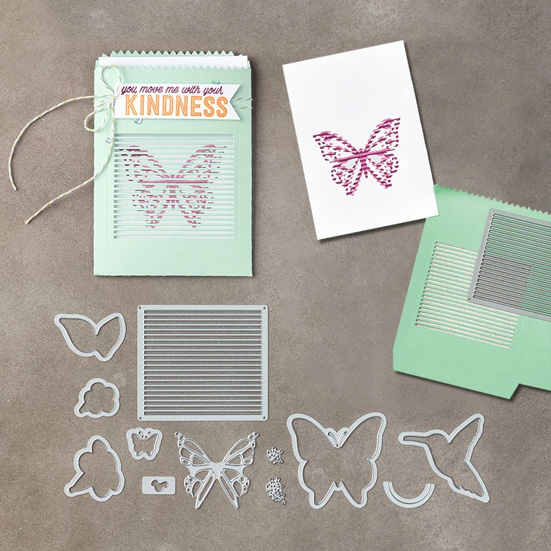 

YaMinSanNiO 12Pcs/lot 7 x 7.8 cm Butterfly Bird Metal Cutting Dies Embossing Stencil Decoration Scrapingbook DIY Crafts Gift