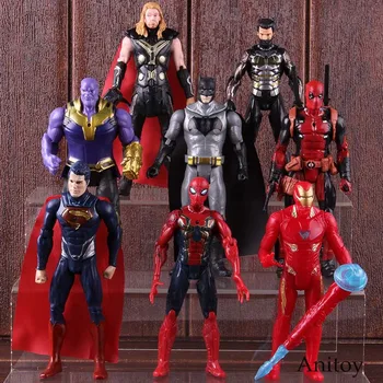 

Action Figure DC Marvel Batman Superman Thor Thanos Spiderman Deadpool Iron Man Wolverine Collectible Model Toy Set