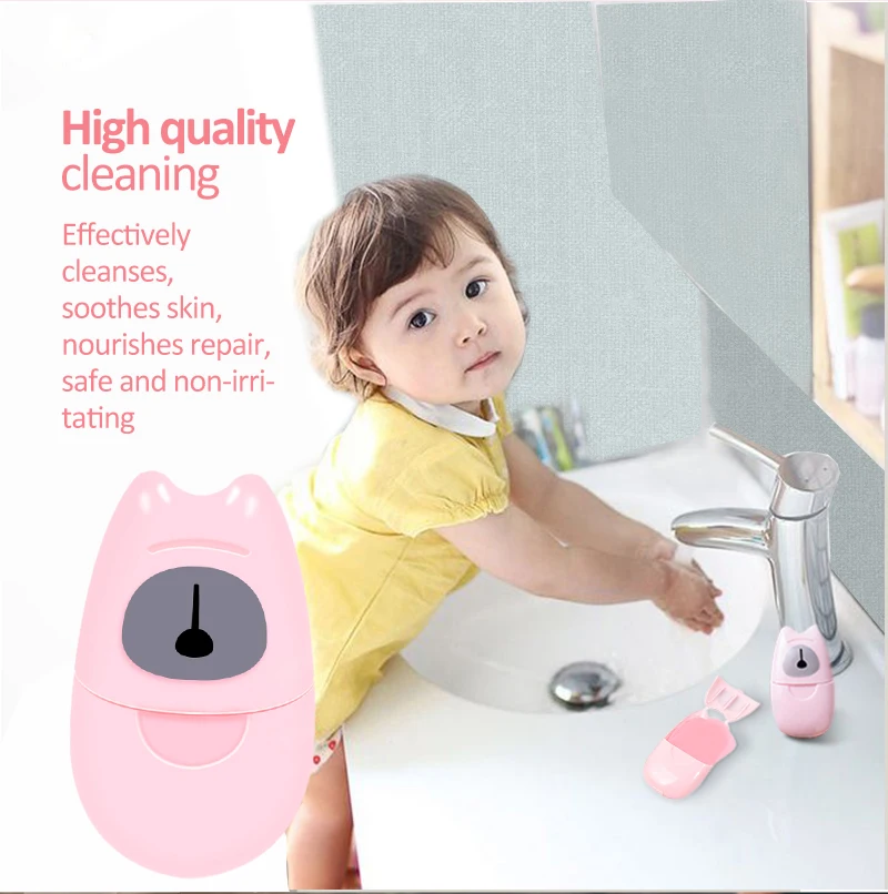 

50pcs/Box Travel Portable Disposable Boxed Soap Paper Foaming Box Scented Bath Wash Hands Mini Paper 3 Colors