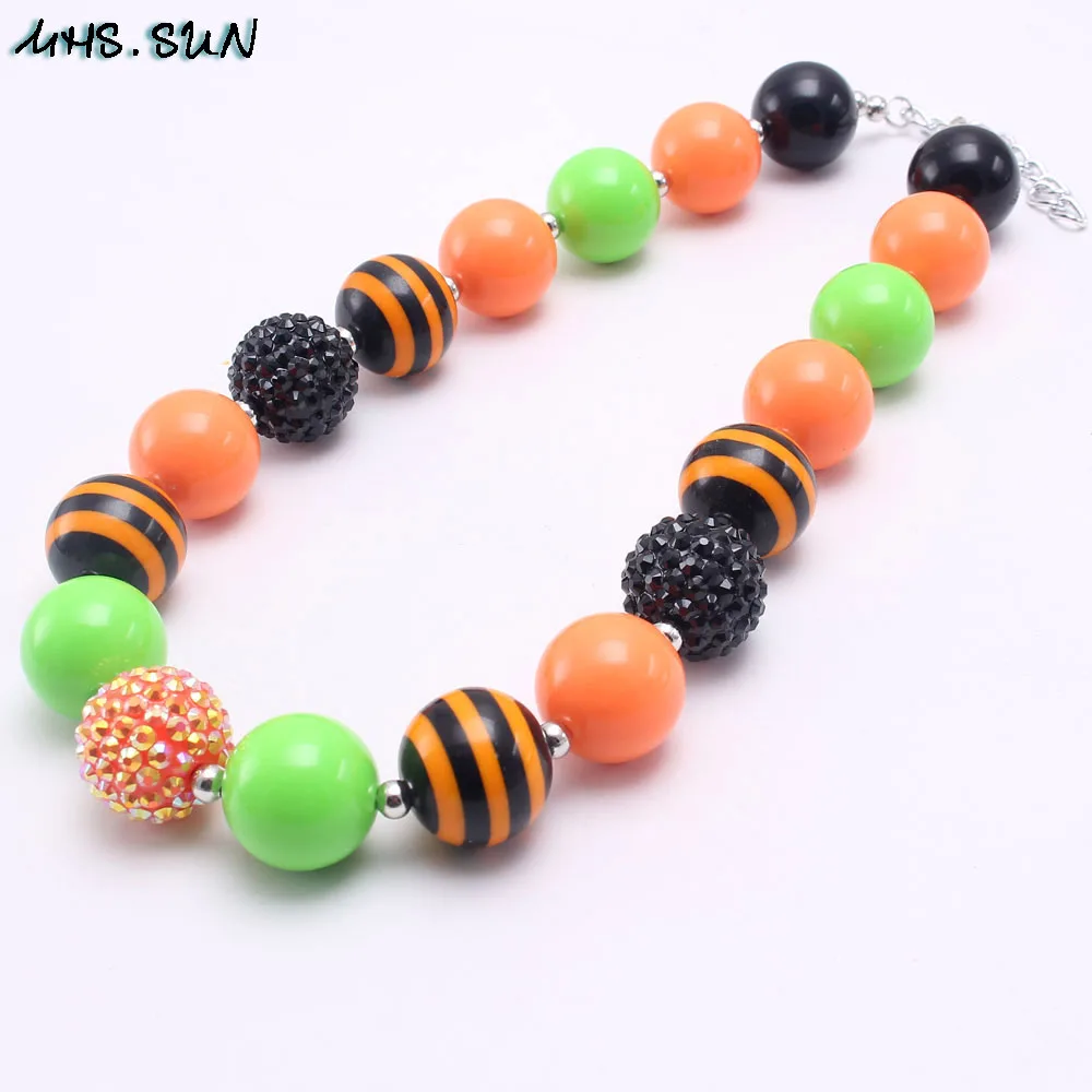 

MHS.SUN Fashion Halloween Style Kids Girls Chunky Beads Necklace Festival Style Chunky Bubblegum Necklace For Child Toddler Gift