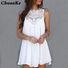 ChuanKe женские летние платья летние белые кружевные мини платья для вечеринок сексуальные Клубные Повседневные винтажные пляжные платья от солнца размера плюс