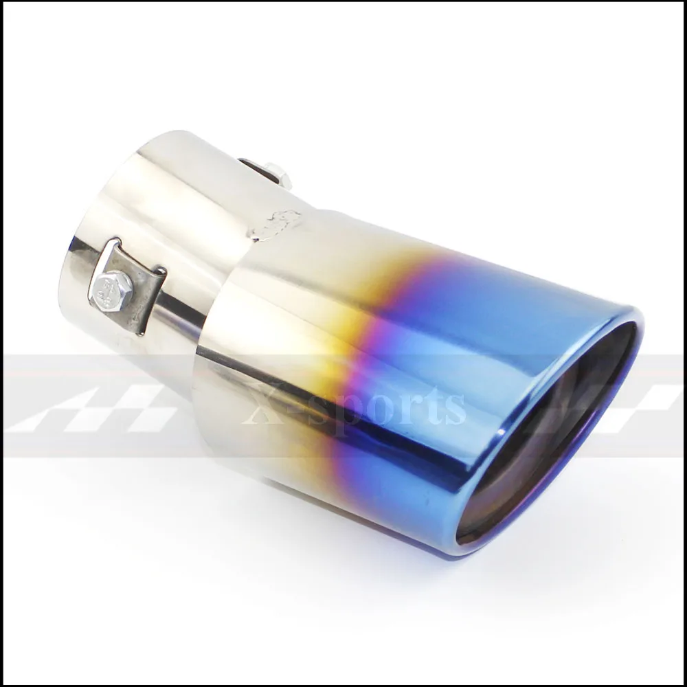 Выхлопная труба глушителя выхлопной трубы выпускное сопло концевой ремень чистая выхлопная система Универсальный Овальный ID 60 мм нержавеющая сталь - Цвет: blue  bend