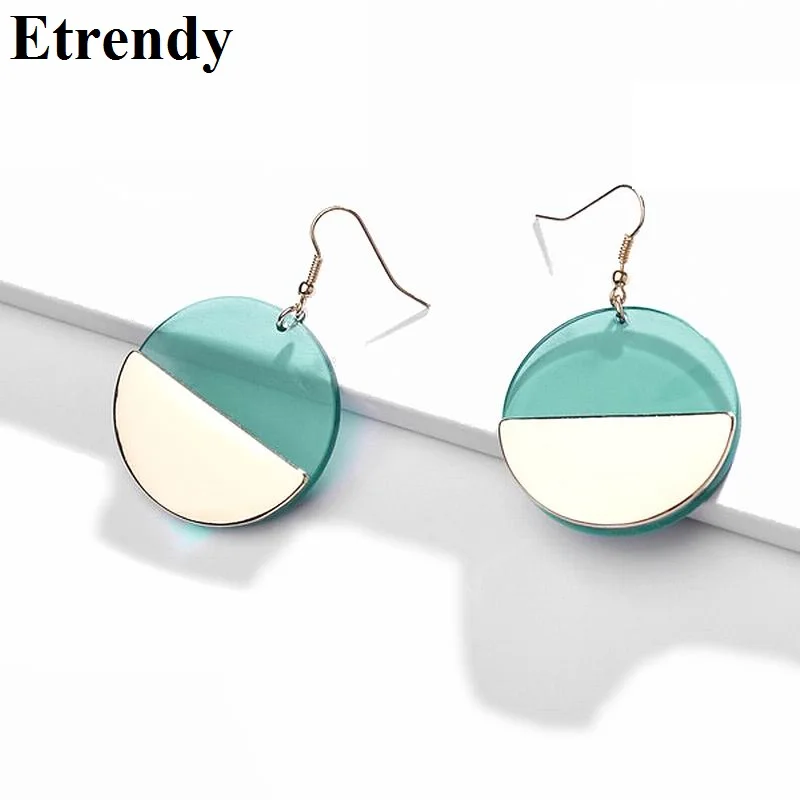 

Fashion Top Design Earrings For Women Mixed Color Round Slice Acrylic Drop Earrings 2019 Hanging Jewelry Party