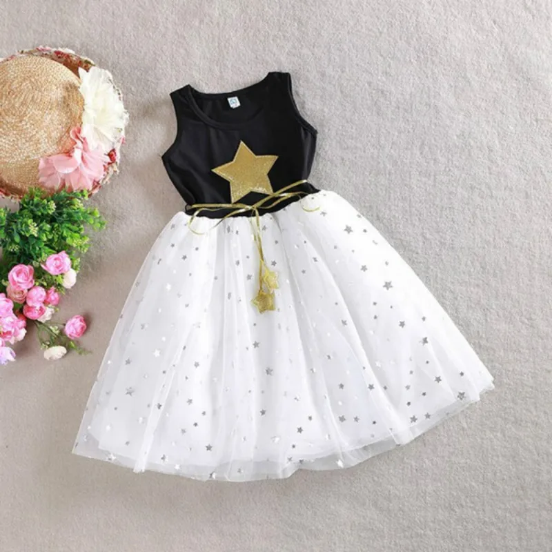 BibiCola/Одежда для девочек; платье; коллекция года; новое летнее детское платье со звездами для девочек; Вечерние платья на свадьбу; элегантный костюм принцессы