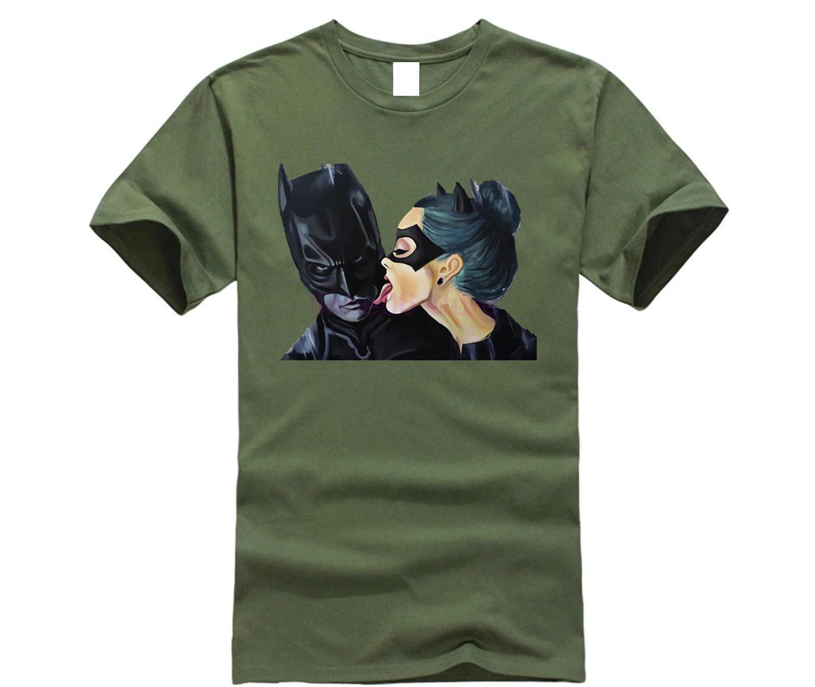 

2019 Summer Tops Anime Cartoon Batman and Catman T Shirt men Cool Tee Female t-shirt Clothing hipster Kiss tshirt