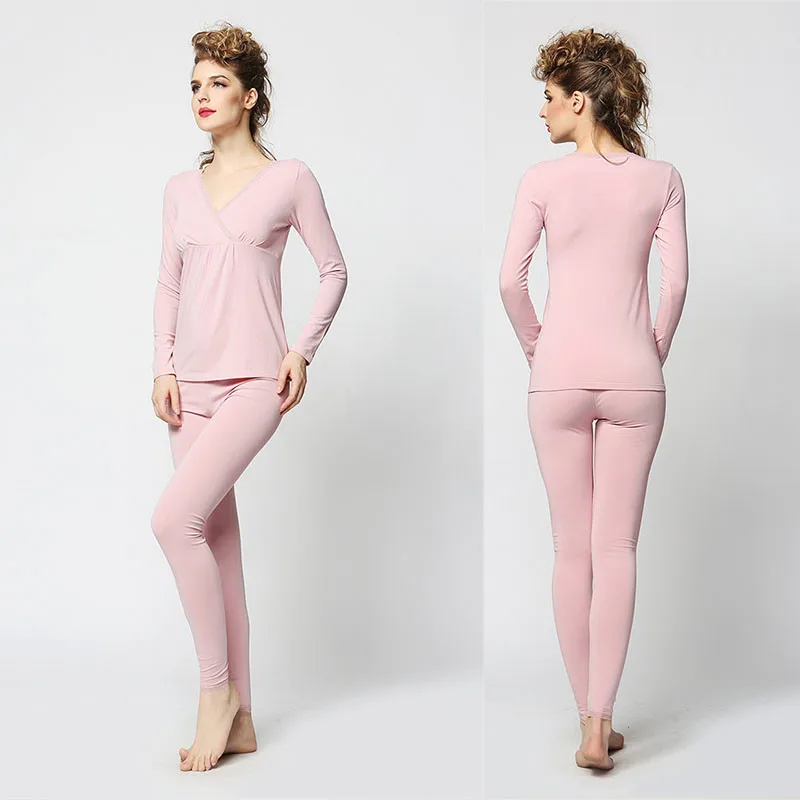 Pregnant Thermal Long Johns Maternity Clothing Set Autumn Spring Winter Modal  Breast Feeding Pregnancy Women Underwear (5)