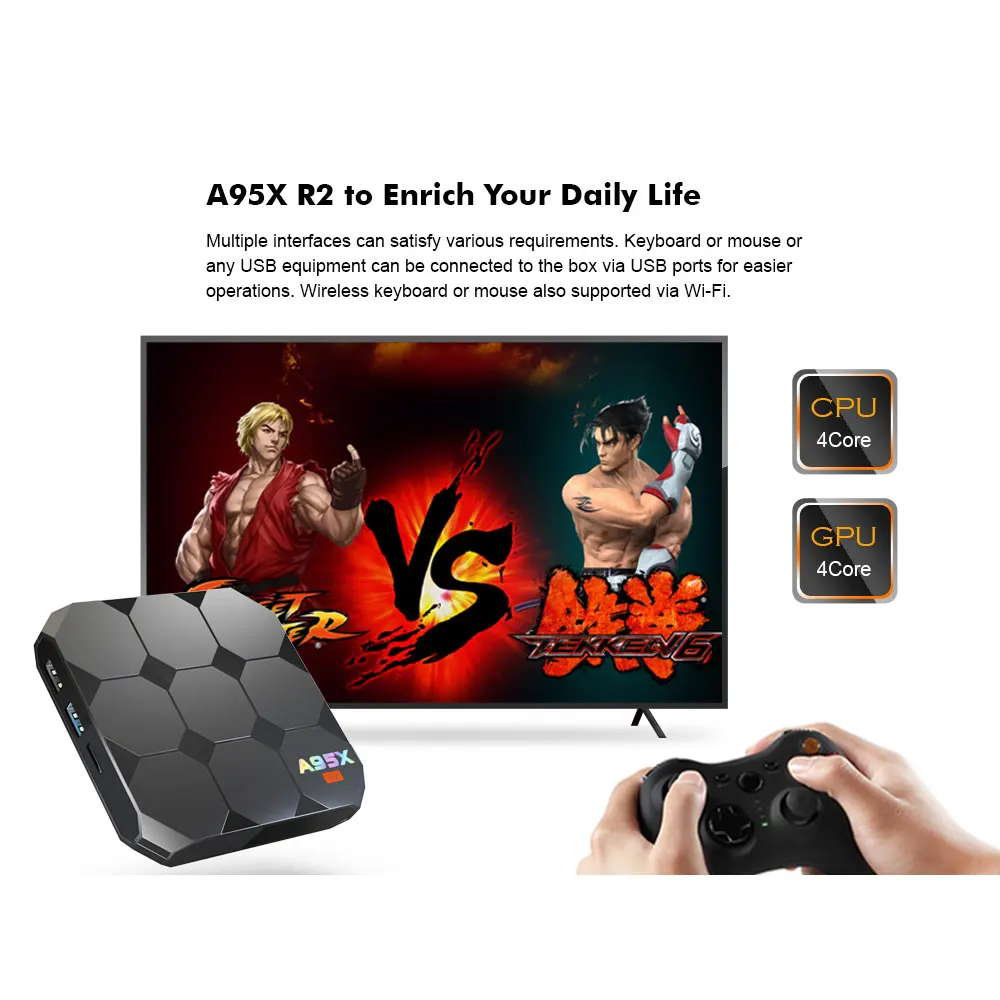 

ZKMAGIC Smart TV Box A95X R2 Android 7.1 TV Box Amlogic S905W Quad Core 2.4GHz WiFi HD 4K Smart Media Player Box A95X R2 TV Box