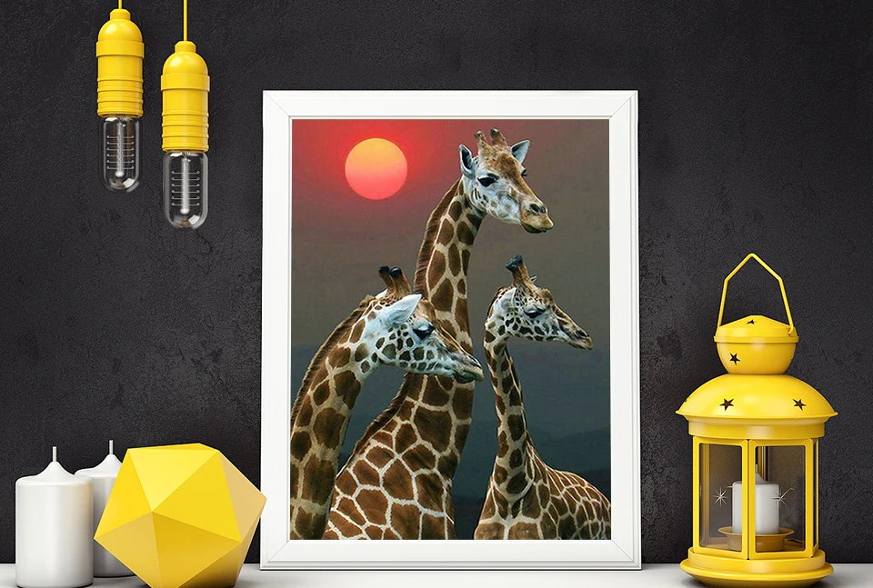 ARMYQZ Diy глянцевые краски на холсте 3d Алмазная картина крестиком набор жираф вышивка бисером, животное картина