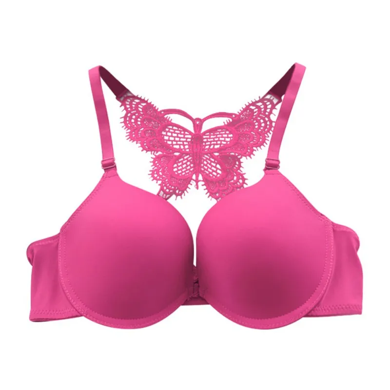 FREE SHIPPING Sexy Front Closure Push Up Solid Bras Y-Line-Straps Lace Butterfly Back Beauty Smooth Padded Underwear Bras