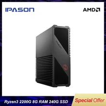F-Mini PC Офисный Настольный Компьютер AMD Ryzen3 2200G 8ГБ 240ГБ SSD Vega двухдиапазонный WiFi(алюминиевый корпус