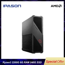 F-Mini PC Офисный Настольный Компьютер AMD новый Ryzen3 2200G 8ГБ 240ГБ SSD Vega двухдиапазонный WiFi (алюминиевый корпус)