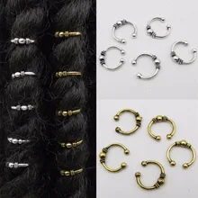 5 шт-10 шт Позолоченные/посеребренные Регулируемые косы для волос дреды бусины манжеты кольца обод кольцо для волос аксессуары