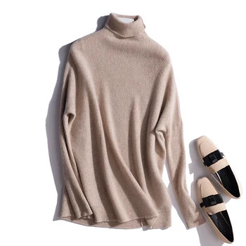 

High quality pure cashmere knit sweater 2018JECH autumn and winter new high collar long-sleeved women's hooded cashmere sweater