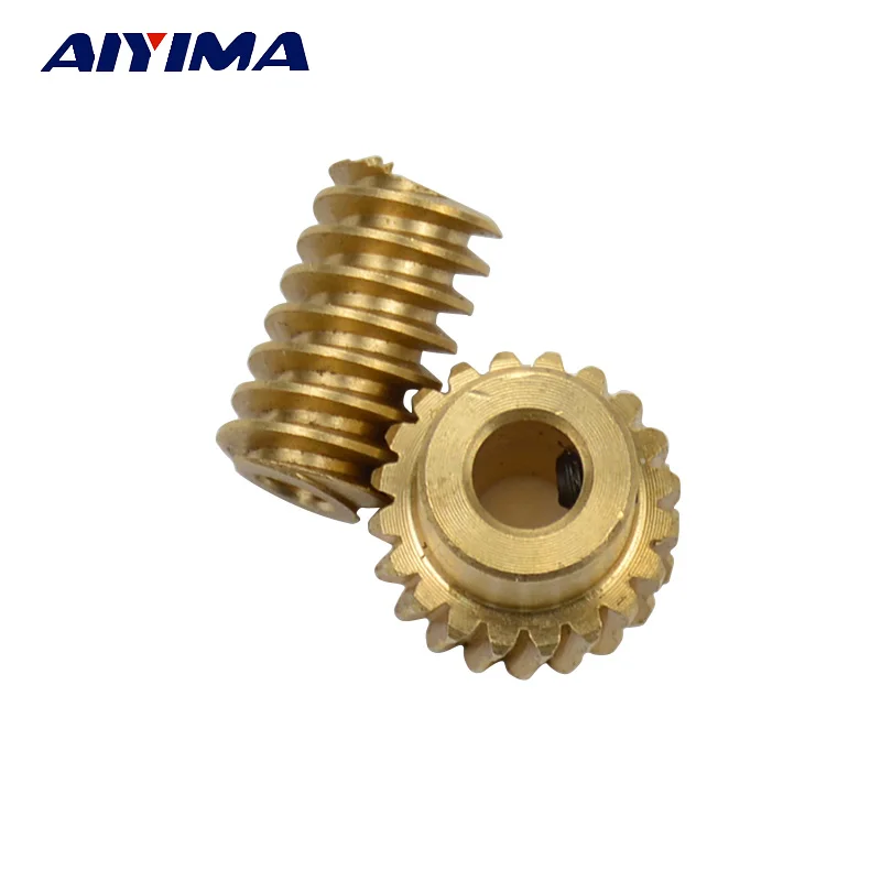 AIYIMA 1 par 0,5 Modulus relación de reducción pequeña de salida de Motor 1:10 engranaje de rueda de gusano de cobre para DIY