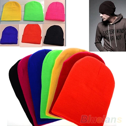 

2016 New Fashion Women Men New Winter Solid Color Plain Beanie Knit Cap Skull warm Hat Cuff Blank Beany 0JJP 7UIX