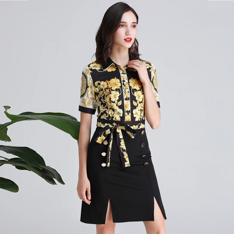 

Red RoosaRosee Runway Designer Summer Women Vintage Print Short Sleeve Party Sexy Placket Mini Dress Party Vestidos Robe Femme