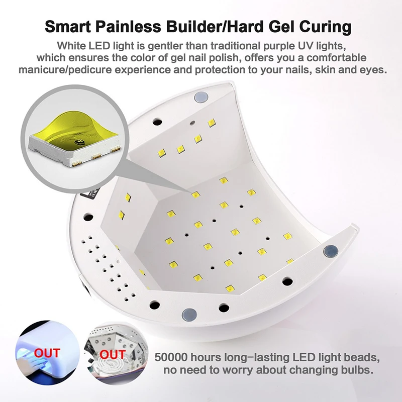  SUNUV SUN2C 48W Nail Lamp UV LED Nail Dryer Lights for Gels Polish Infrared Sensor with Rose Silico - 33024763215