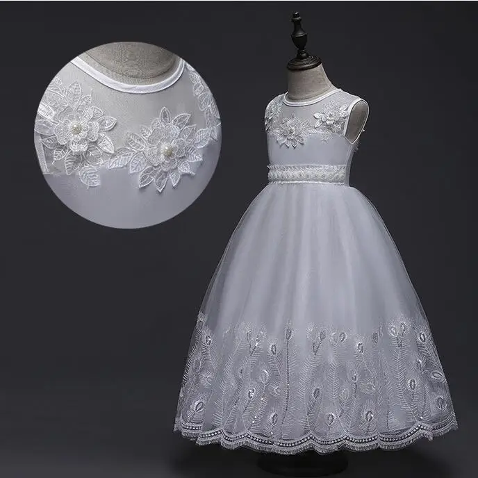 Girls High Quality White Princess Dress 6 8 10 12 13 Years Girl