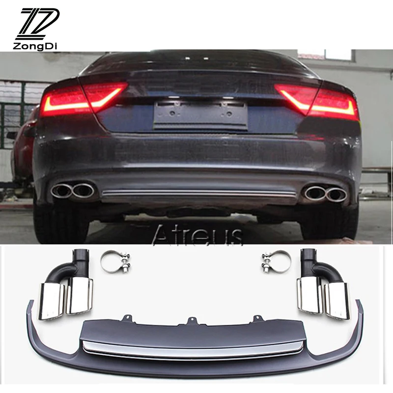 Best Offers 1 Set Auto Uitlaatpijp Tips Met Achterbumper Diffuser spoiler Voor Audi A7 standaard hatchback 2012 2013 2014 2015 accessoires Best Offers 1 Set Auto Uitlaatpijp Tips Met Achterbumper Diffuser spoiler Voor Audi A7 standaard hatchback 2012 2013 2014 2015 accessoires