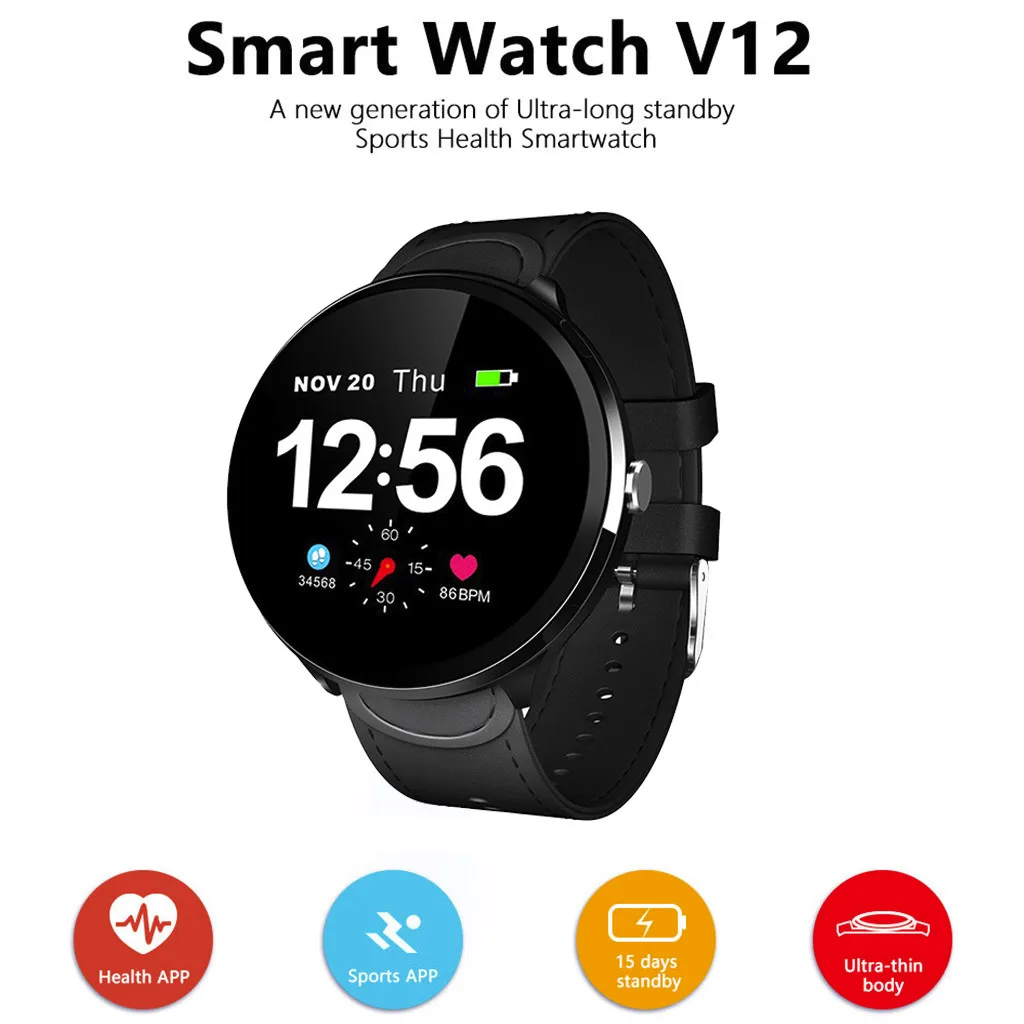 

LEMFO V12 Smart Watch Wearable BT4.0 Running Pedometer GPS Fitness Tracker Watch 2019 hot sales smart watch dropshipping