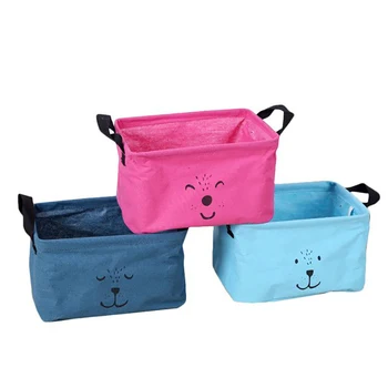 

BINGONE Cute Cotton Linen Desktop Storage Organizer Sundries Storage Box Cabinet Underwear Storage Basket Bin with Handles -SZ