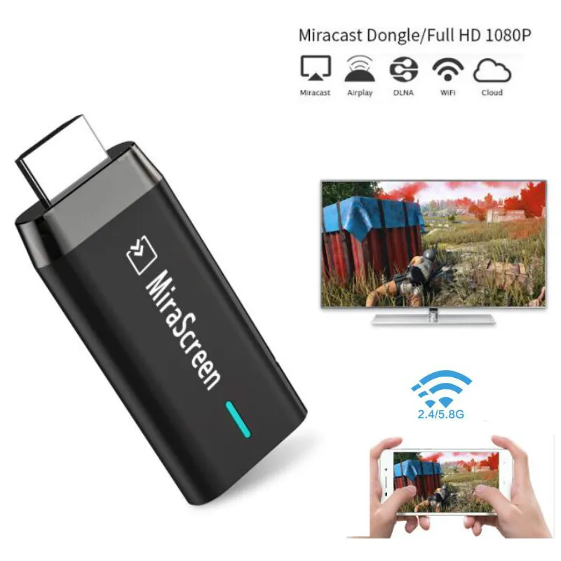 

2.4G+5G Wireless Wifi Phone to TV HDTV Stick HDMI Video Cable Adapter for iOS Andriod