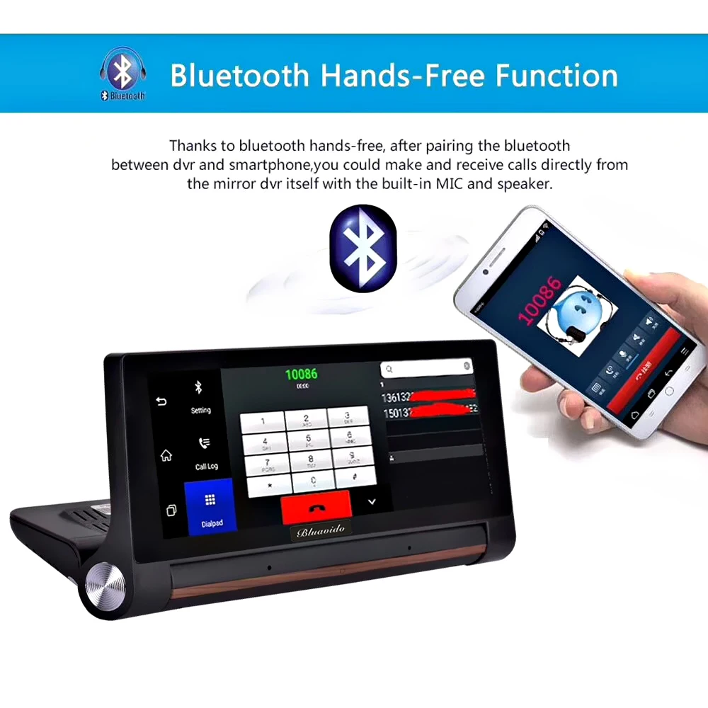 Bluavido 6 86 &quotСенсорный автомобильный видеорегистратор 3G Android Full HD 1080P GPS навигация