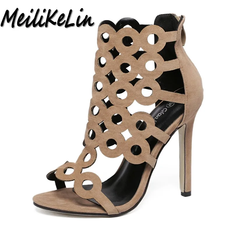 

MeiliKeLin new women high heels sandals shoes woman party wedding dress Gladiator Hollow out stiletto solid sexy ladies pumps