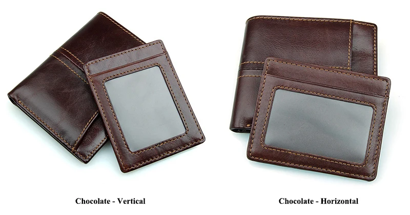 MJ Male Wallets Vintage Genuine Leather Bi-Fold Men's Wallet Card Holder Short Purse Coin Pocket ID Photo Window Wallet for Men-2