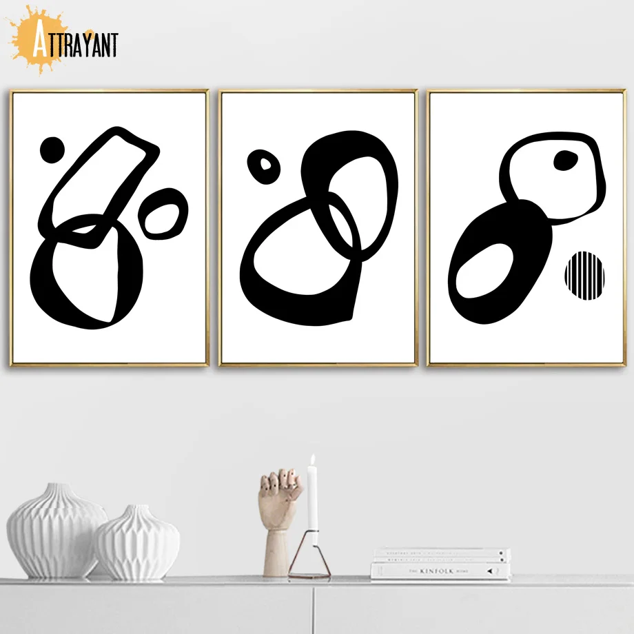 

Black White Abstract Oval Minimalism Wall Art Canvas Painting Nordic Posters And Prints Wall Pictures For Living Room Home Decor