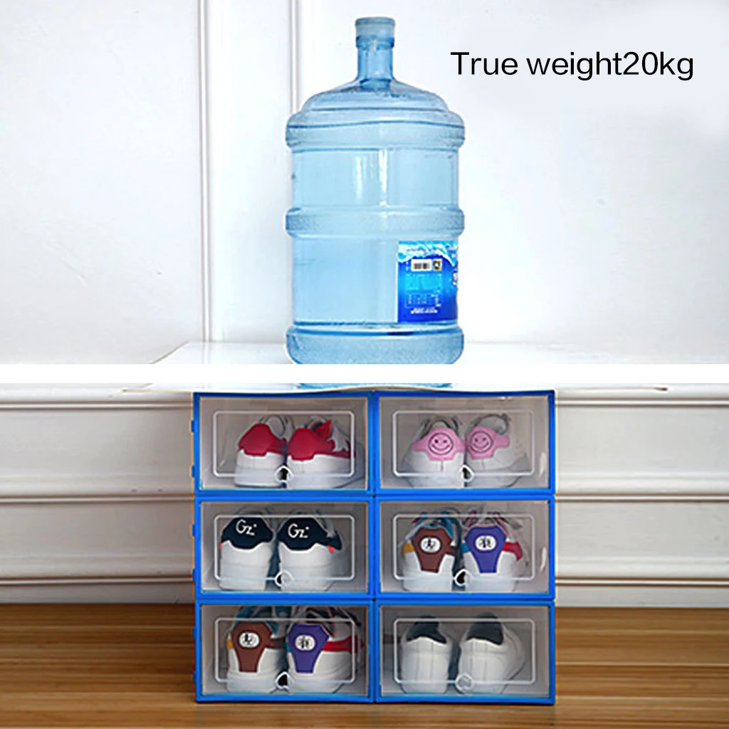 

6PCS/Set Thickened Flip Shoes Transparent Drawer Case Shoe Boxes Plastic Stackable Box Storage Box Shoe Storage Organizer
