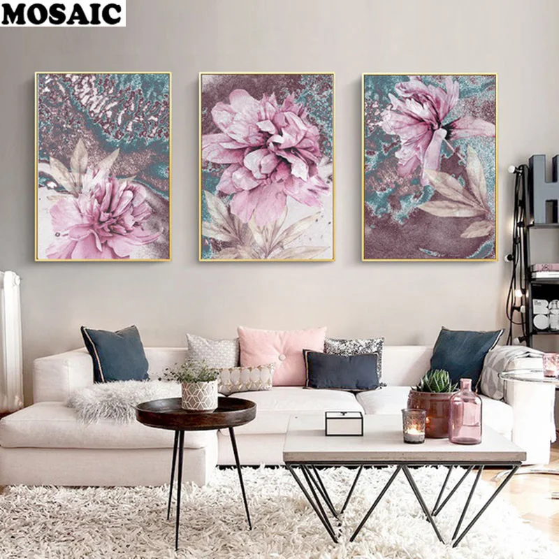 

Abstract Painting diy diamond painting 3pcs/set Nordic Decoration Home Wall Art Flowers diamond embroidery Decorative Pictures