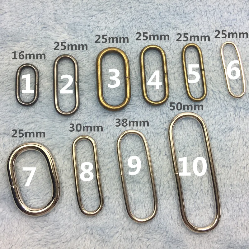16mm 25mm 32mm 38mm Metal Oval Loop Ring Buckles Webbing Straps Bags Ribbon Belt