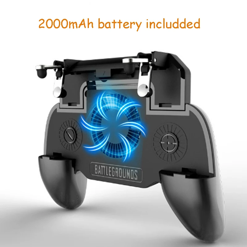 

2000mAh Power PUBG Gamepad with L1R1 Trigger Shooter Mobile Game Controller Fire Button Aim Key Cooling Fan for iPhone Android