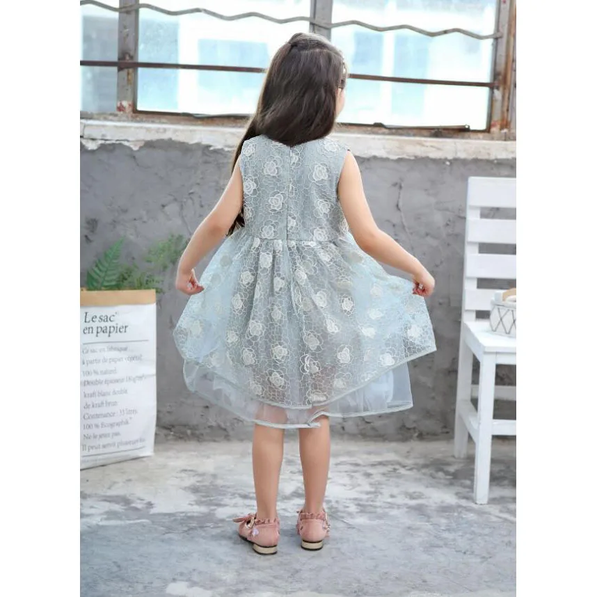 2018 Summer New Princess Flower Lace Dress Baby Girls Elegant Wedding Formal Clothing (5)