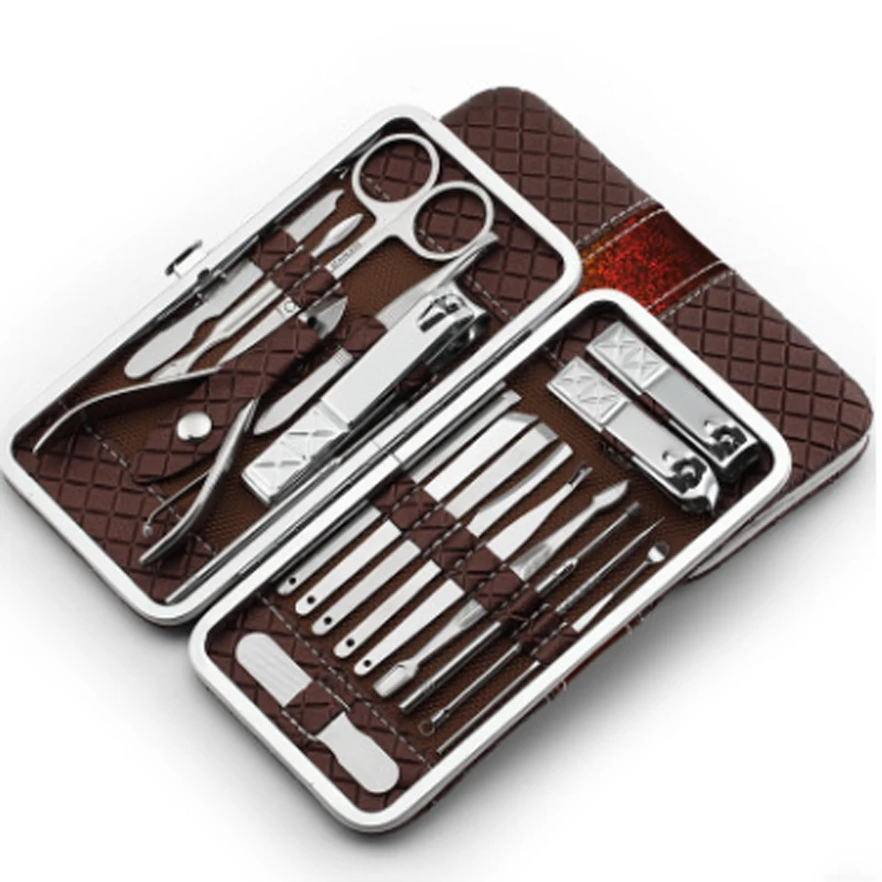 18 шт Нержавеющая сталь ногтей щипчики для ногтей ножницы маникюрный набор для ухода за ногтями Маникюрный ног ножницы оплетка Ножи уха утилита