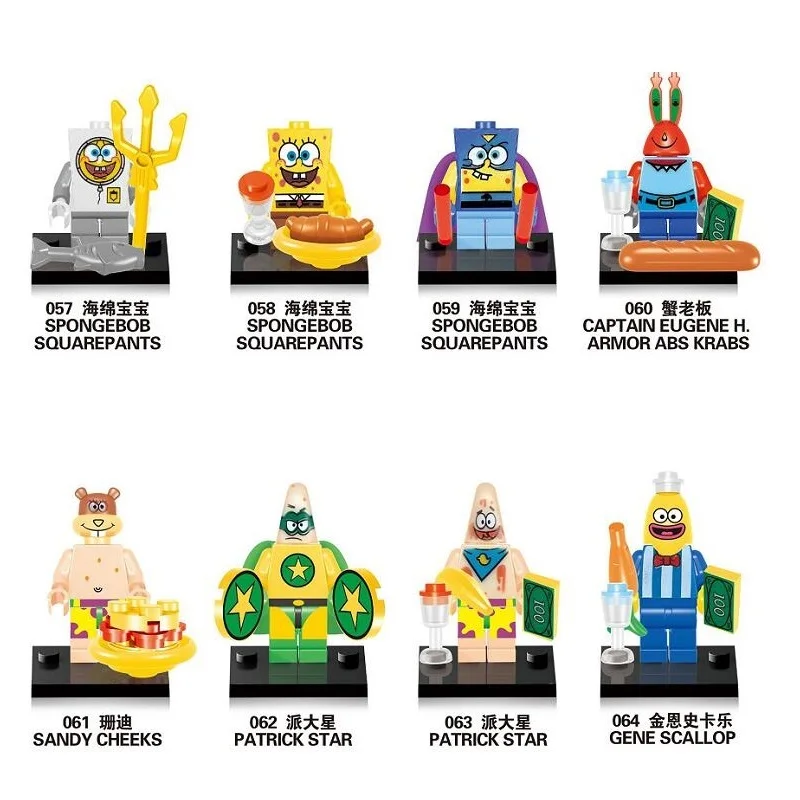 

Single Sale Simpsons Familys Kitty Squarepants Sandy Cheeks Patrick Star Gene Scallop Figures Building Blocks Bricks Toy EG18009