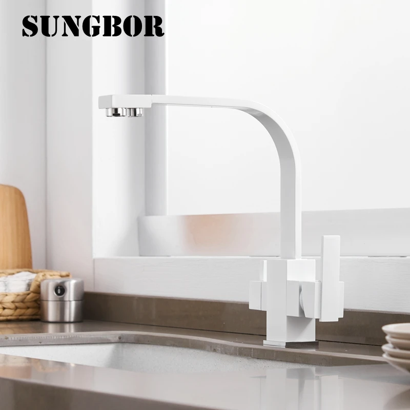  3 Way Drinking Water Faucet Water Filter Purifier Kitchen Faucet Black Hot Cold Mixer Basin Tap 360 - 32952336120