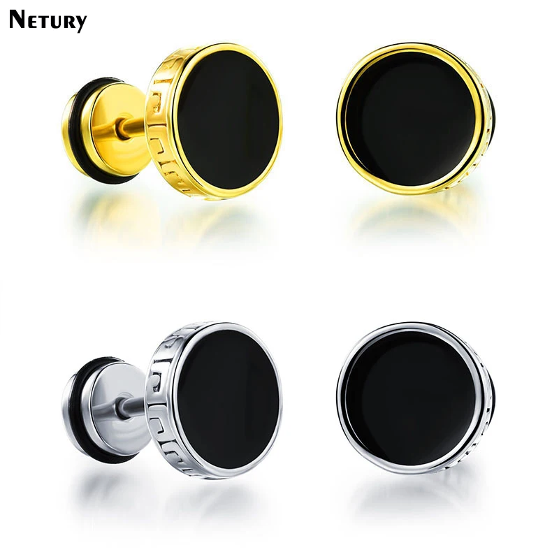 

Women Men stud earrings gold silver hiphop fashion vintage earrings Unisex round Creative brand Titanium steel couple jewelry