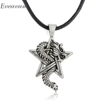 

EUEAVAN 15pcs Antique Silver Plated David Star And Dragon Amulet Pendant Necklace Vintage Jewelry for Men Women