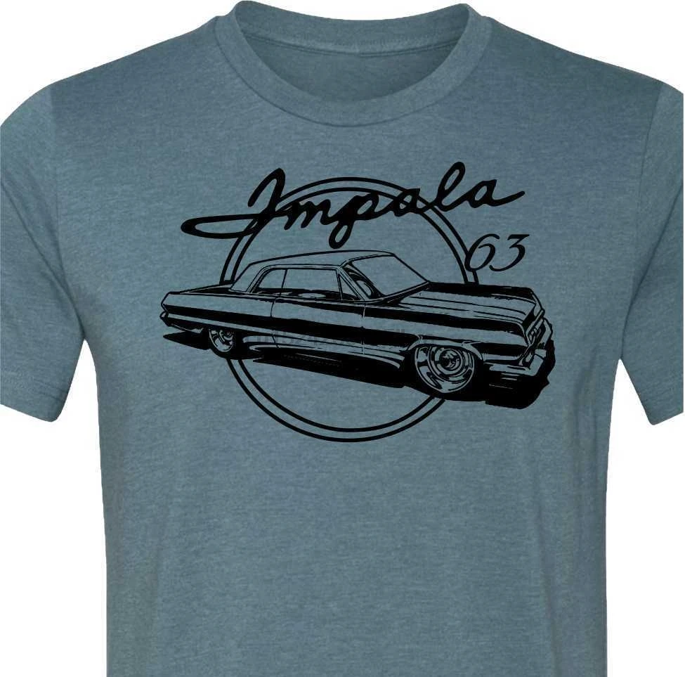 Классическая футболка с машинным T-Shirt-1963 Impala-смесь хлопка-Доступно в 4