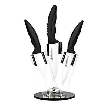 

Multifunctional Universal Colorful Ceramic Knives Sets Kitchen Cleaning Vegetable Tools with Stand