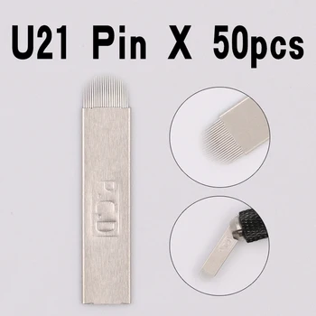 

50pcs U Shape PCD 21 Pins Blades Permanent Makeup Blades Tattoo Microblading Embroidery Manual Pen Needles