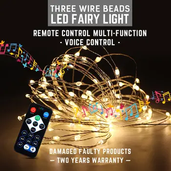 

LED Music String Light Holiday Decoratior Voice Control String Light AC85-265V 10M 120LED remote Control multi-function lamp