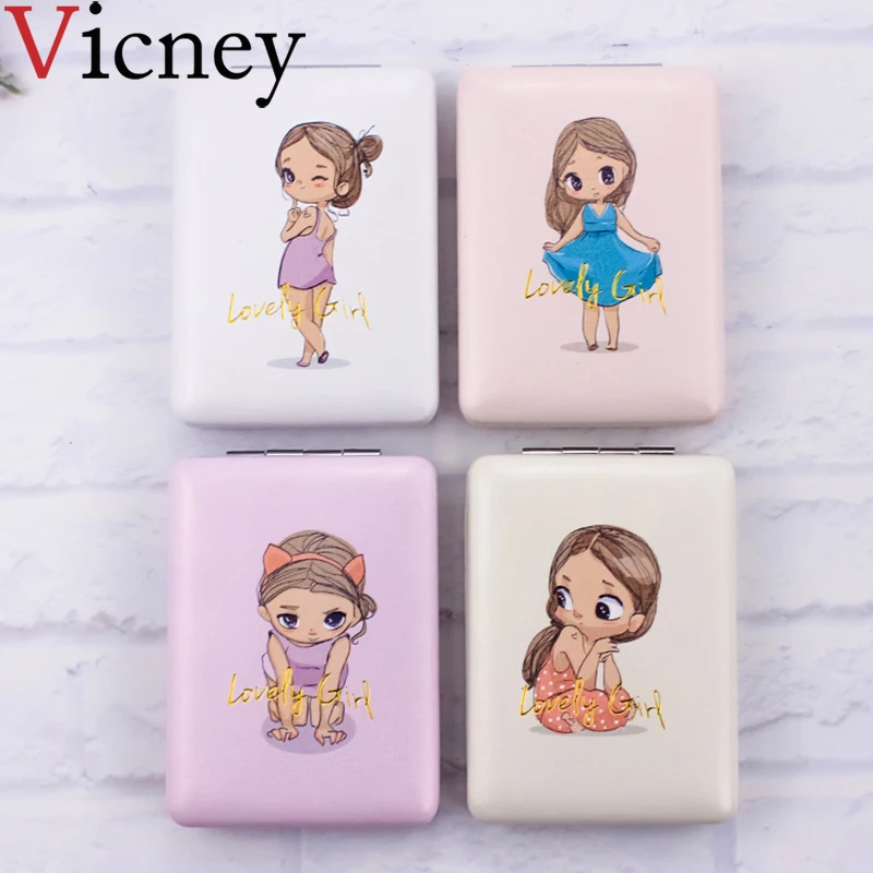 

Vicney 1pc Portable Mini cartoon girl Makeup Mirrors Compact Pocket Floral Mirror Two-side Folding Make Up Mirror Cosmetic Tool