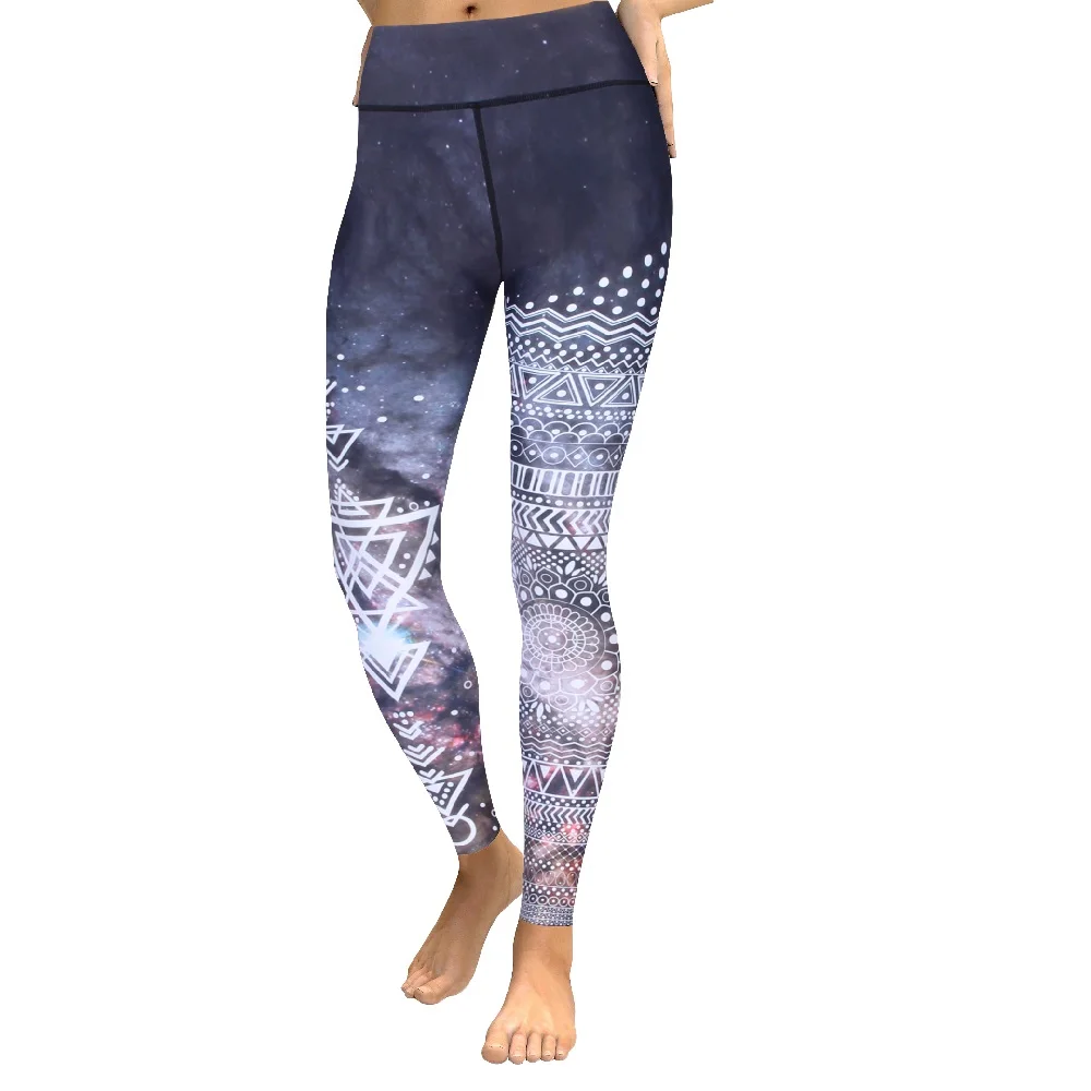 Brown galaxy aztec mandala high waistband legging (1)
