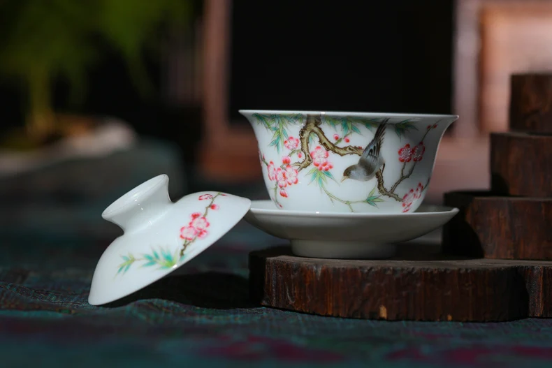 Changwuju в Цзиндэчжэнь чашки и блюдца китайская чашка для чая ручной работы famille роза чашка чая, кружка с крышкой окрашенные Jinhongxia