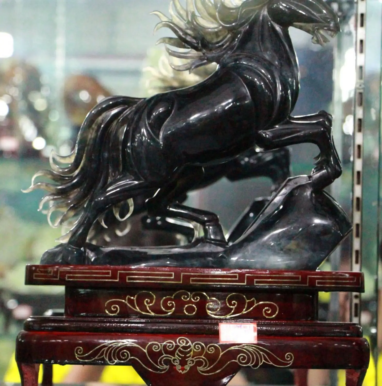 

15"Chinese Natural Jade Pure Hand Carving Horses Running Horse statuary statue