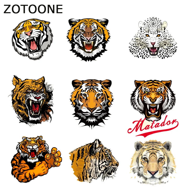 

ZOTOONE Tiger Patches Heat Transfer Animal Iron on Patches for Clothing Iron on Letters Beaded Applique Clothes DIY Accessor E